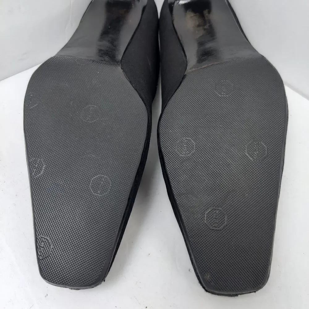 Stuart weitzman Pumps Sz 7 M Square Toe & Spool Heel Black Fabric & Leather